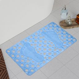 Kuber Industries Sky Blue 2 Pieces Anti Skid PVC Bath Shower Mat With Drain Holes-7