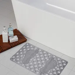 Kuber Industries Grey Anti Skid PVC Bath Shower Mat With Drain Holes-99