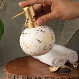 The Decor Mart White & Gold Textured Soap Dispenser-56