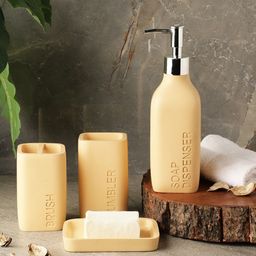 The Decor Mart Beige Colored Solid Ceramic Bathroom Accessories Set-picture-55