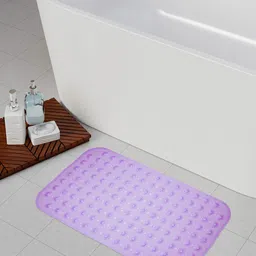 Kuber Industries Purple Anti Skid Bath Shower Mat With Drain Holes-48