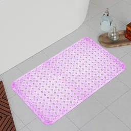 Kuber Industries Blue & Purple 2 Pieces Anti Skid PVC Bath Shower Mats With Drain Holes-3