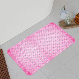 Kuber Industries Pink Anti Skid Bath Shower Mat With Drain Holes-26