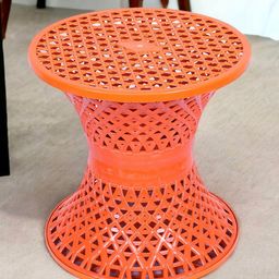 Kuber Industries 2-Pcs Black & Orange-Coloured Damroo Style Stooles-15
