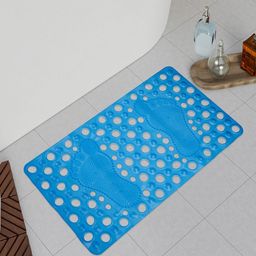 Kuber Industries 2 Pcs Blue & Grey Anti-Skid Bathroom Mats-66