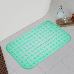 Kuber Industries Green & Blue Set Of 2 Hole Anti-Skid Bathroom Mat-71