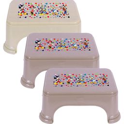 Kuber Industries Cream & Grey 3 Pcs Printed Bathroom Step Stools-6