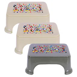 Kuber Industries Beige & Grey 3Pcs Geometric Bathroom Step Stool-12