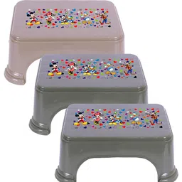 Kuber Industries Grey 3 Pcs Printed Bathroom Step Stools-3
