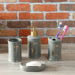 House Of Accessories Set Of 4 Gret Bathroom Accessories-image-2