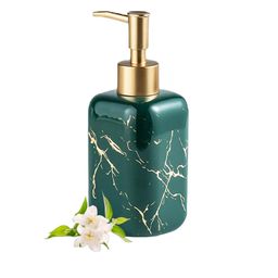 Ekhasa Green & Gold Abstract Printed Ceramic Soap Dispenser Bathroom Accessories-2