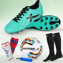 VECTOR X Unisex Textured Fixed Cleats Football Shoes With Accessories-image-3