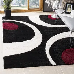 AaHo Decor Black & White Abstract Shaggy Carpet-image-12