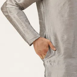 SOJANYA Men Red & Grey Ethnic Motifs Print Kurta & Churidar with Tailored Jacket image 3