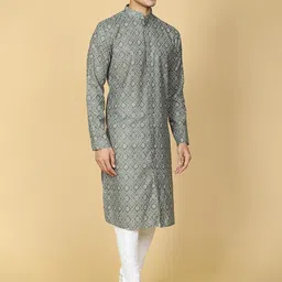 TABARD Geometric Printed Regular Pure Cotton Kurta with Churidar-image-17