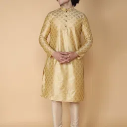 TABARD Men Beige Printed Regular Pure Cotton Kurta with Churidar-picture-54