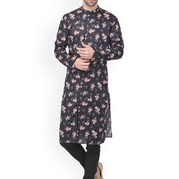 TABARD Men Floral Printed Pure Cotton Kurta with Churidar-image-93