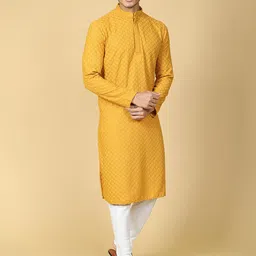 TABARD Geometric Embroidered Regular Pure Cotton Kurta with Churidar-image-48
