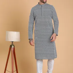 TABARD Ethnic Motifs Embroidered Regular Pure Cotton Kurta with Churidar-image-17