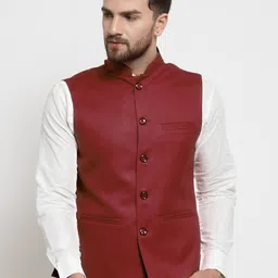 TREEMODA Mandarin Collar Sleeveless Nehru Jackets-49