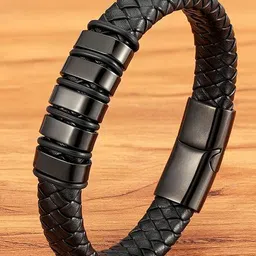 Fashion Frill Men Leather Silver-Plated Wraparound Bracelet-32