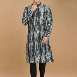 DEYANN Mandarin Collar Abstract Printed Regular Kurta with Pyjamas-7