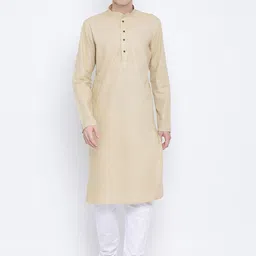NAMASKAR Men Brown Cotton Solid Kurta with Churidar-picture-11