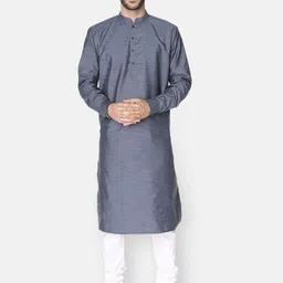 NAMASKAR Men Grey Cotton Printed Kurta with Churidar-53