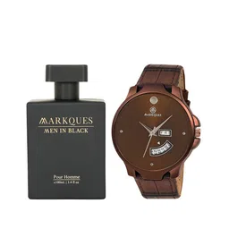 MARKQUES Men Watch With Perfume Accessory Gift Set-image-45