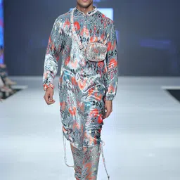 PS MEN BY PAYAL SINGHAL Ethnic Motifs Printed Regular Velvet Kurta With Churidar-24