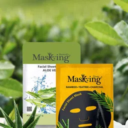 Masking Unisex Pack of 2 Beauty Diva Charcoal Combo Facial Sheet Mask- 45ml-34