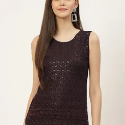 BRINNS Brown Sequin Embellished Top-image-26