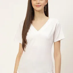 BRINNS Women White Solid Pure Cotton T-shirt-picture-15