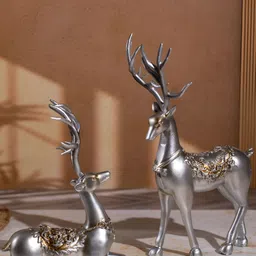 TYOOHAR Silver-Toned 2 Pieces Deer Showpieces-6