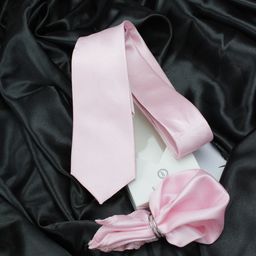 Kovove Pink Checked Tie with Pocket Square-50