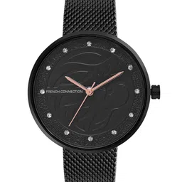 French Connection Women Black Printed Dial & Black Stainless Steel Bracelet Style Straps Analogue Watch-image-64