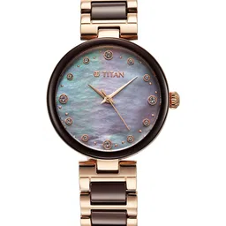 Titan Women Dial & Stainless Steel Bracelet Style Straps Analogue Watch 95214KD03-97