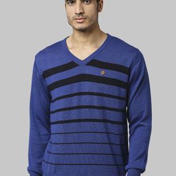 Raymond Men Blue & Black Striped Pullover-image-42