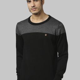 Raymond Men Grey & Black Colourblocked Acrylic Pullover-image-101