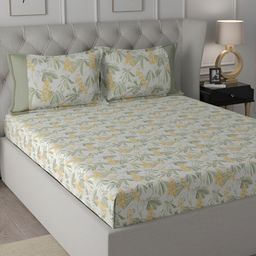 MASPAR Backyard Patio Grey Printed 200 TC Cotton Double King Bedsheet & 2 Pillow Covers-image-50