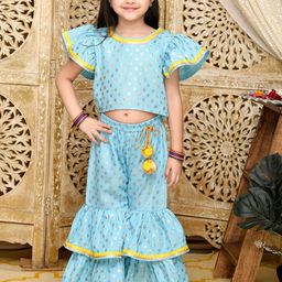 SAKA DESIGNS Girls Ethnic Motifs Printed Top with Sharara-image-45