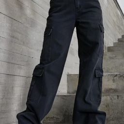 BROADSTAR Women Smart Wide Leg High-Rise Dark Shade Cotton Stretchable Jeans-image-84