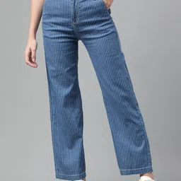 Code 61 Women Wide Leg High-Rise Clean Look Stretchable Jeans-image-31