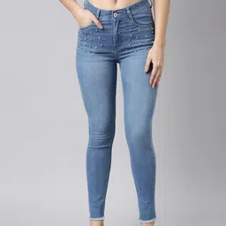 SHOWOFF Women Jean Skinny Fit Light Fade Embellished Clean Look Jeans-image-33