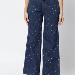 The Dry State Women Blue Straight Fit High-Rise Light Fade Printed Stretchable Jeans-picture-8