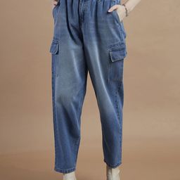 The Roadster Lifestyle Co Women Slouchy Fit High-Rise Light Fade Pure Cotton Jeans-picture-49