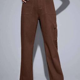 Next One Women Brown Smart Wide Leg High-Rise Low Distress Stretchable Jeans-image-68