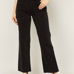 Xpose Women Black Comfort Wide Leg High-Rise Low Distress Stretchable Jeans-image-8