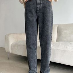 Kotty Women Grey Jean Straight Fit High-Rise Clean Look Stretchable Jeans-image-87