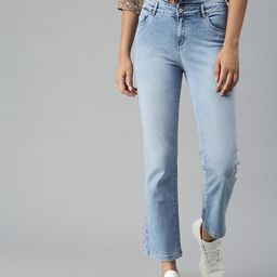 SHOWOFF Women Blue Straight Fit High-Rise Heavy Fade Stretchable Jeans-picture-45